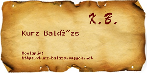 Kurz Balázs névjegykártya